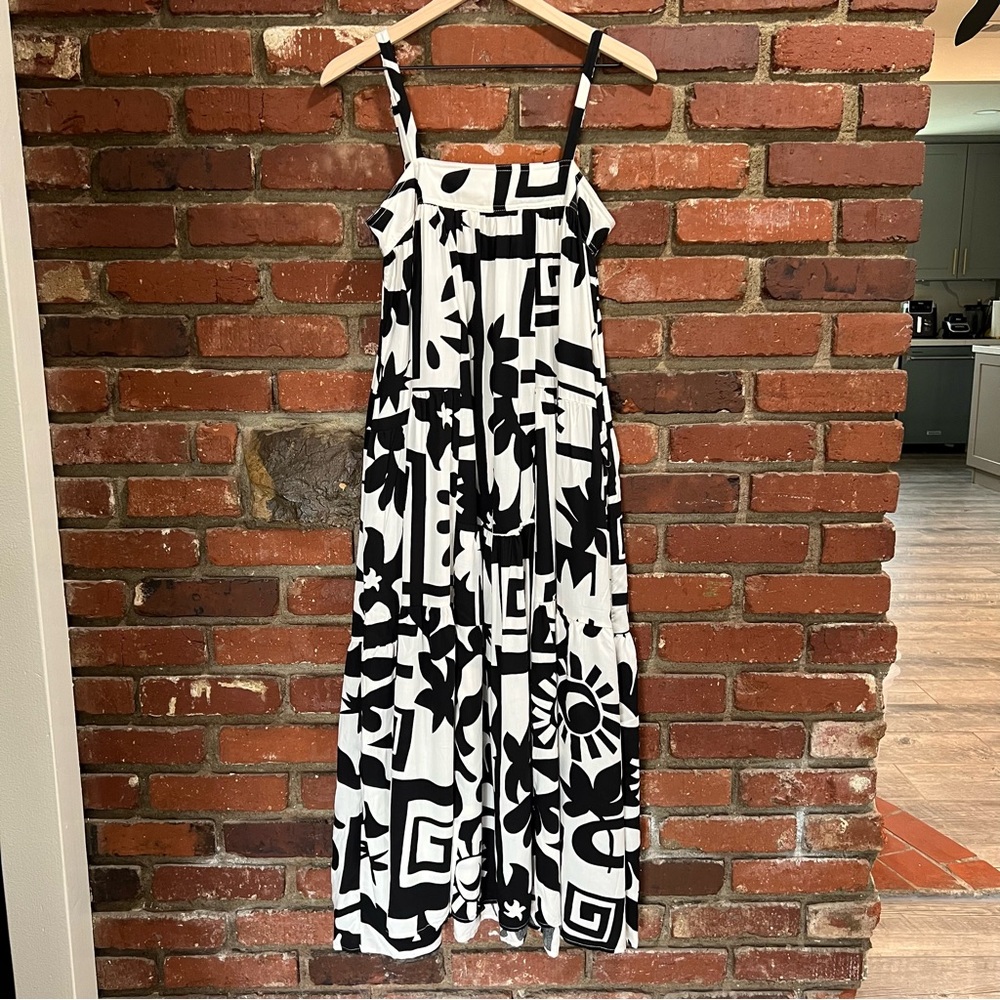 Abel The Label women's black and white‎ patterned midi dress size XS NWT